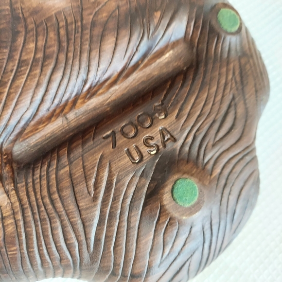 Vintage Green Glazed Ashtray California Pottery USA Faux Wood Look Base - Picture 4 of 7